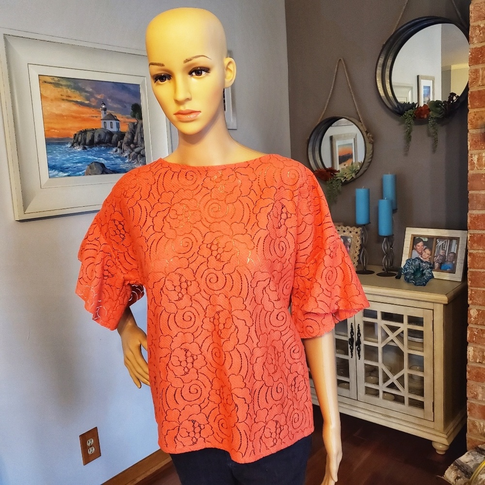 🎀3/$25 WHBM Coral Bell Sleeve Blouse